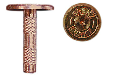 Kupferbolzen mit Aufschrift "GRENZ-PUNKT"