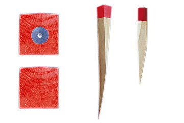 Holzpflock, Hartholz, Sonderzuschnitt, Länge 35 cm, roter Kopf