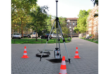 Stativ mit Kurbelkopf, geeignet für Schacht-Vermessungen