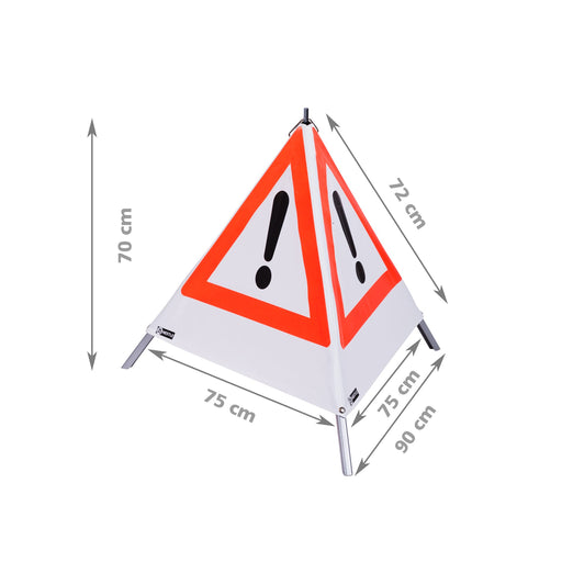 Warnpyramide / Faltsignal, Höhe 70 cm, ohne Text oder variabel wählbar für jede Seite