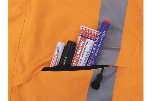 Warnschutz-Regenjacke, leucht-orange / marine, XL