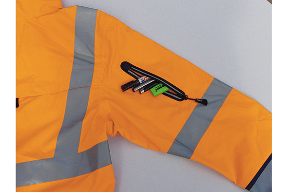 Warnschutz-Regenjacke, leucht-orange / marine, XL
