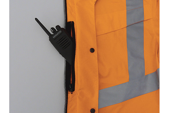Warnschutz-Regenjacke, leucht-orange / marine, XS