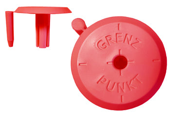1/2"-Kunststoffkappe fester Splint, rot, 60 mm, Aufschrift "GRENZ-PUNKT"