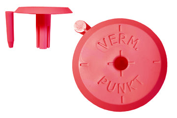 1/2"-Kunststoffkappe fester Splint, rot, 60 mm, Aufschrift "VERM.-PUNKT"