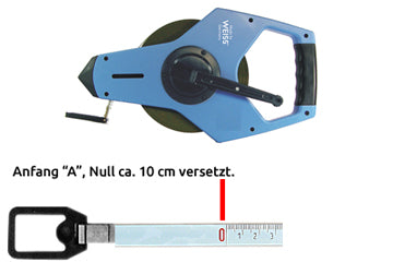 Bandmaß weiß lackiert, Anfang A, cm-Teilung, Länge 100 m