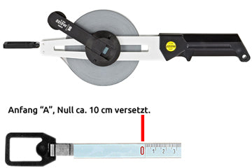 Bandmaß weiß lackiert, Anfang A, cm-Teilung, Länge 20 m