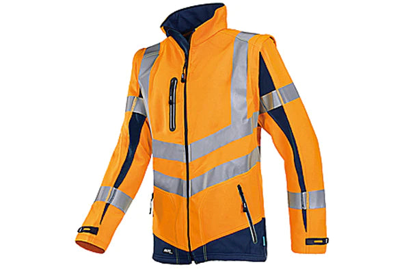 Warnschutz-Softshelljacke/-weste, leucht-orange / marine